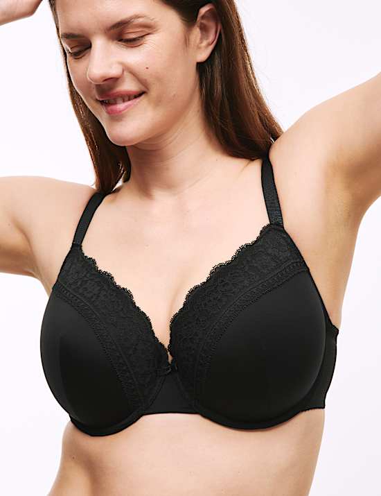 Lace Trim Wired Plunge Bra (F-H)