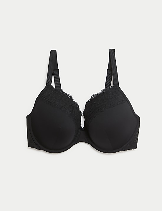 Lace Trim Wired Plunge Bra (F-H)
