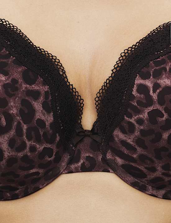 Jasmine Lace Printed Wired Plunge Bra (F+)