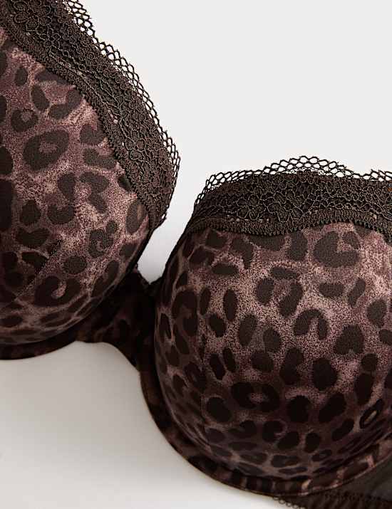 Jasmine Lace Printed Wired Plunge Bra (F+)
