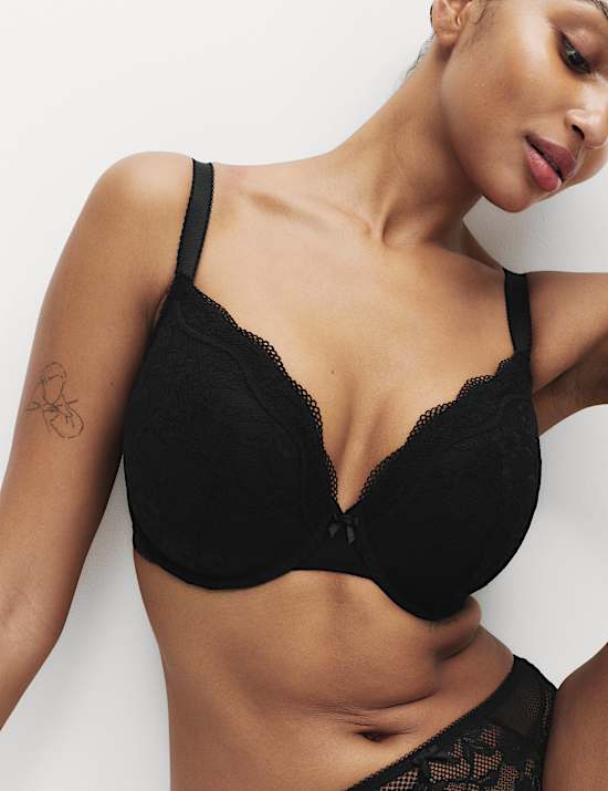 Jasmine Lace Wired Plunge Bra F-H