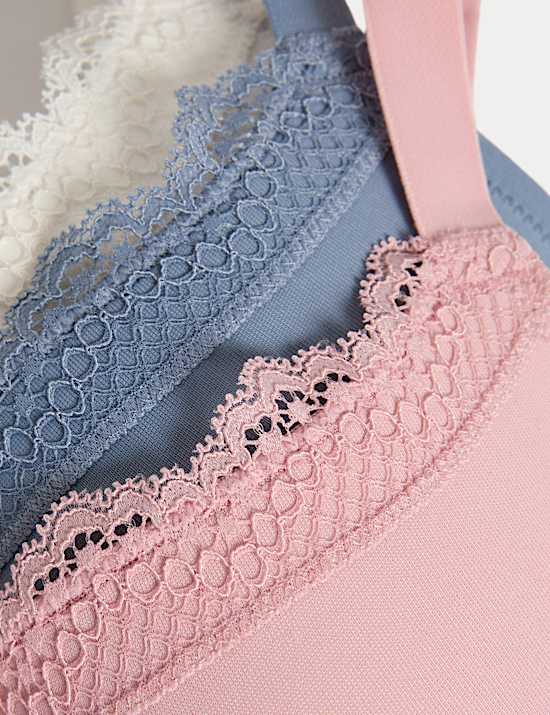 Pack de 3 sujetadores de copa completa con aro y adorno de encaje para copa F-H