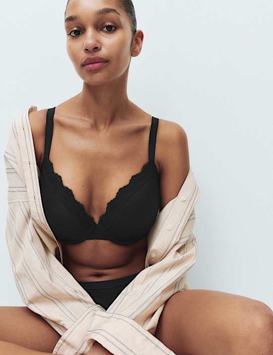 3pk Padded Wired Plunge Bras F-H