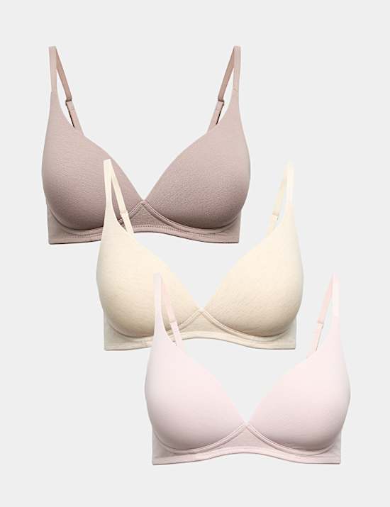 3pk Non Wired Plunge T-Shirt Bras A-E