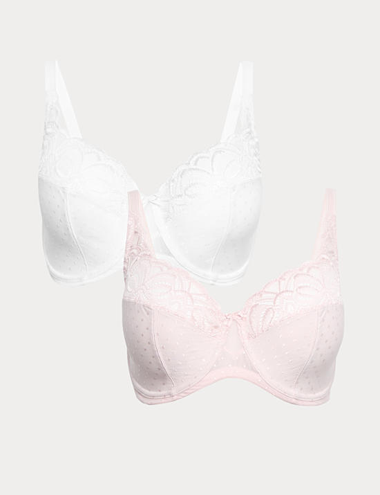 2 Pack Amelia Lace Wired Full Cup Bras (F-J)