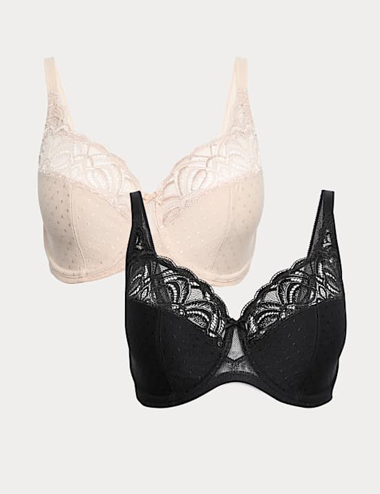 2 Pack Amelia Lace Wired Full Cup Bras (F-J)