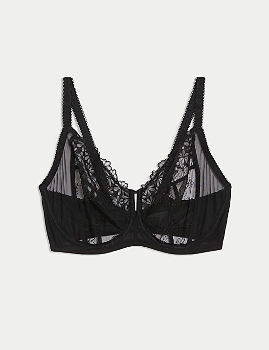 Embroidered Wired Extra Support Bra (F-H)
