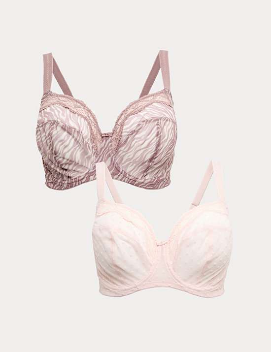 2 Pack Mesh Extra Support Bras (F-J)