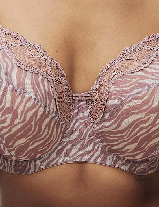 Printed Mesh Wired Extra Support Bra (F+)
