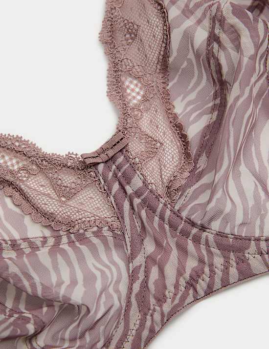 Printed Mesh Wired Extra Support Bra (F+)