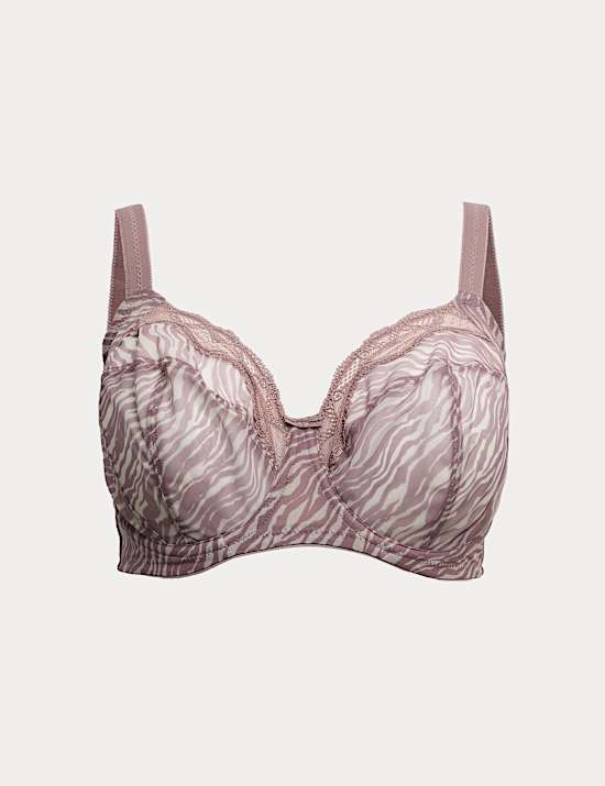 Printed Mesh Wired Extra Support Bra (F+)