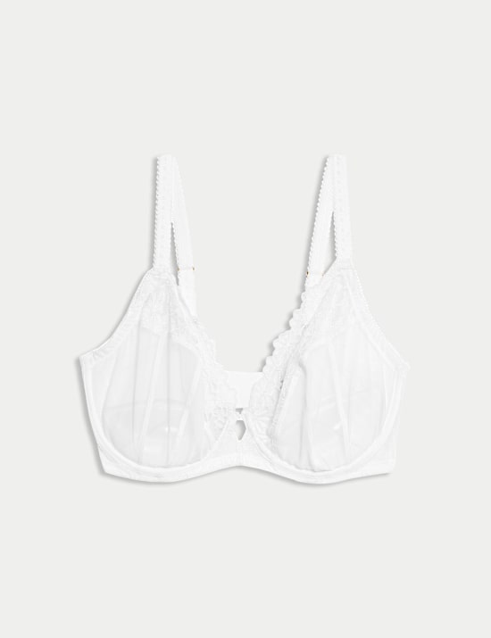Daisy Embroidery Wired Plunge Bra F-H