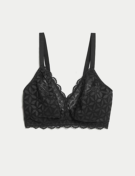 Black lace padded bralette hotsell