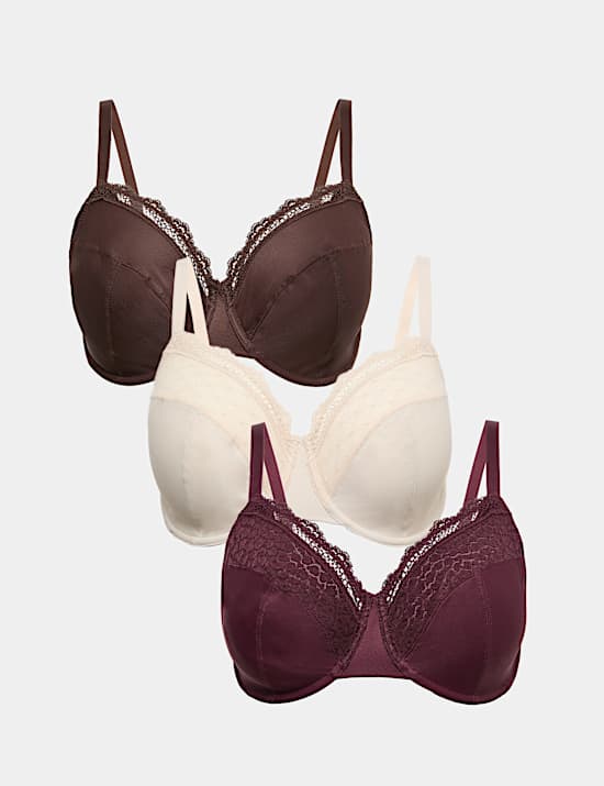 3pk Wired Full Cup Bras F-H