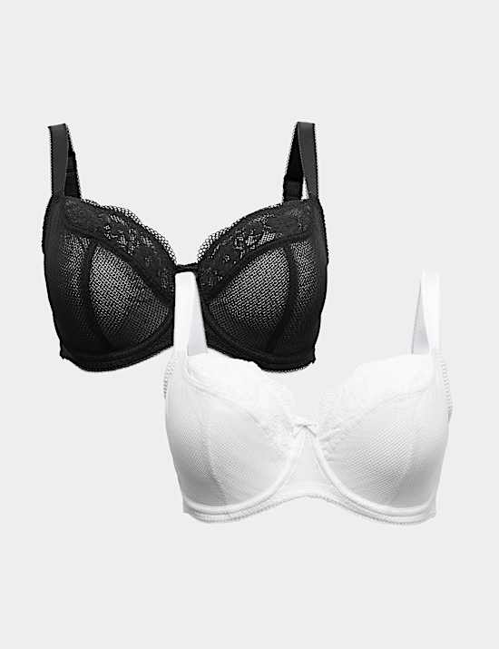 2 Pack Jasmine Lace Wired Balcony Bras (F+)