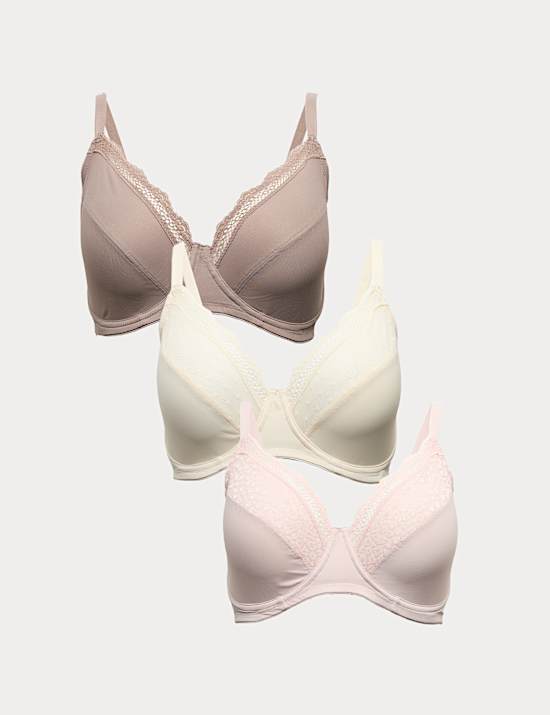 Set van 3 minimiser-bh's met beugel en hele cup, cupmaten C-H