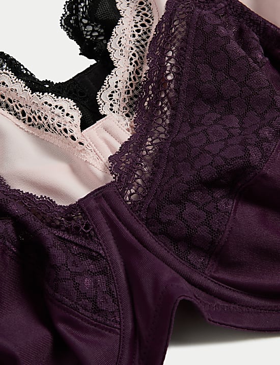 3pk Wired Full Cup Minimiser Bras C-H