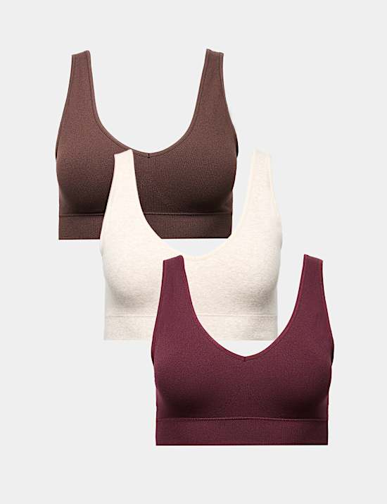 3 Pack Seamless V-Neck Crop Tops