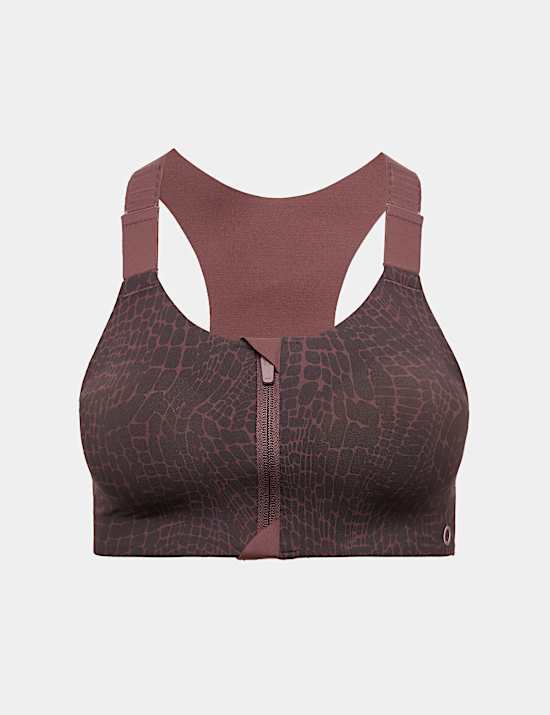 Ultimate Support Printed Zip Sports Bra (A-GG)