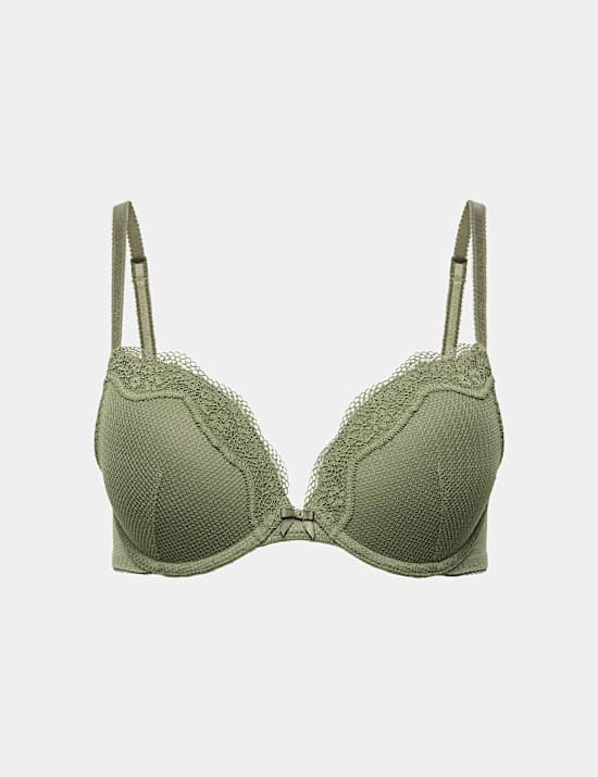 Jasmine Lace Wired Push Up Plunge Bra (A-E)