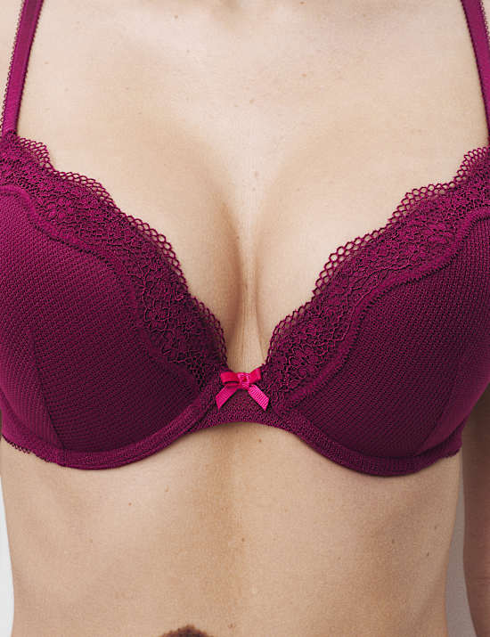 Jasmine Lace Wired Push Up Plunge Bra (A-E)