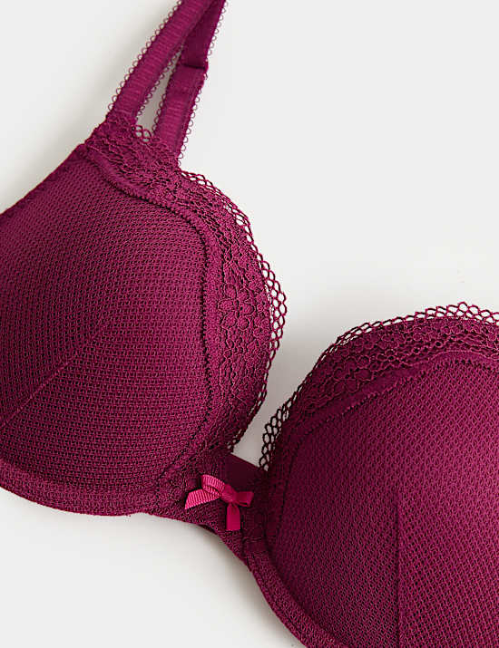 Jasmine Lace Wired Push Up Plunge Bra (A-E)