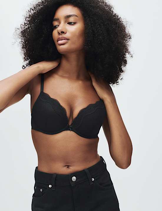 Soutien-gorge plongeant push-up à armatures en dentelle Jasmine, bonnets A à E