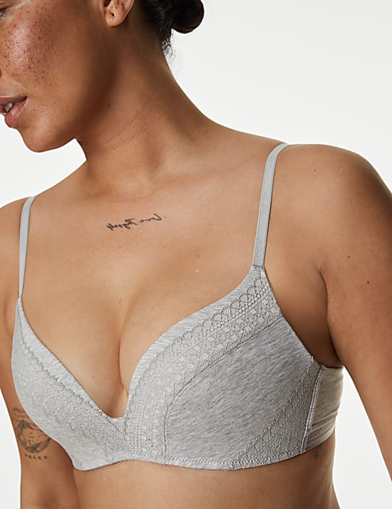 Cotton with Cool Comfort&trade; Non-Wired Push Up Bra