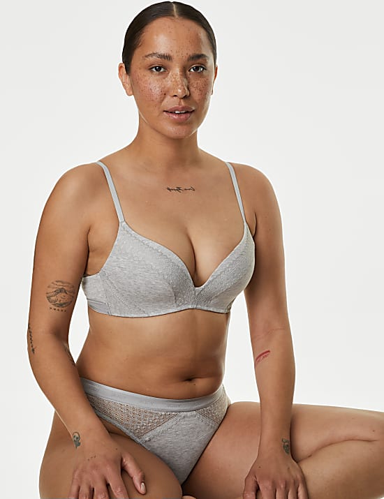 Cotton with Cool Comfort&trade; Non-Wired Push Up Bra