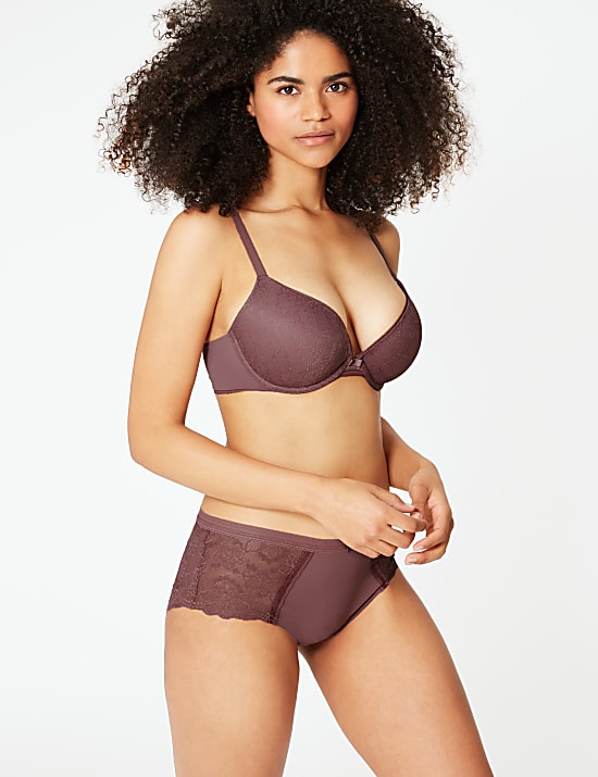 Body&trade; Lace Padded Push-up Plunge Bra A-E