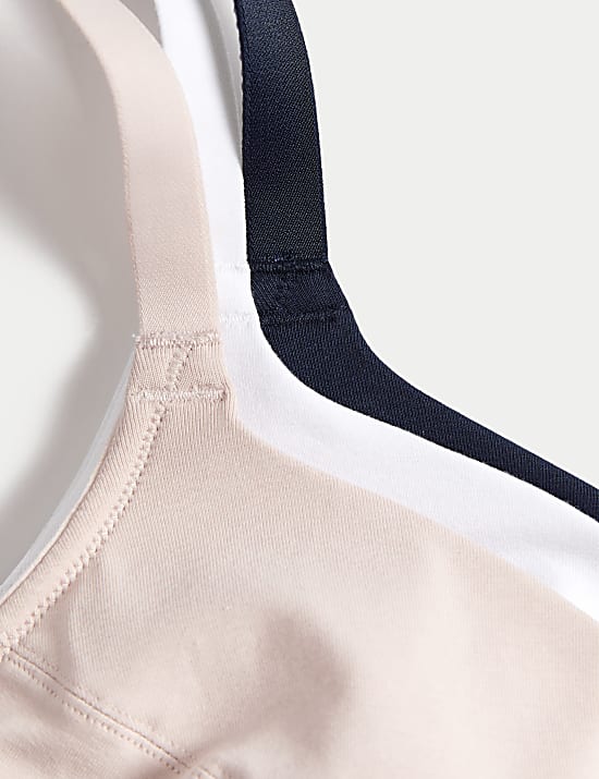 3er-Pack b&uuml;gellose Vollschalen-BHs aus Baumwolle und Spitze (A&ndash;E)