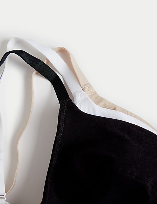 3pk Cotton & Lace Non Wired Full Cup Bras A-E