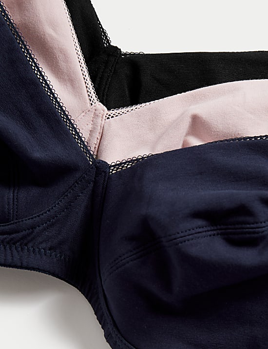 3pk Cotton Non Wired Full Cup Bras A-E