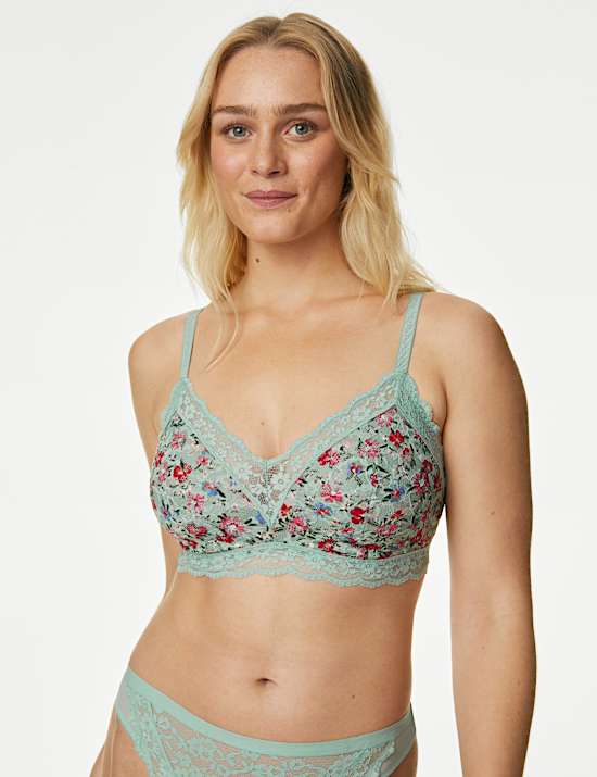 Printed Lace Non Wired Bralette A-E
