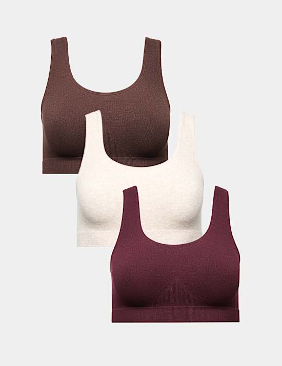 3pk Seamless Non Wired Crop Tops