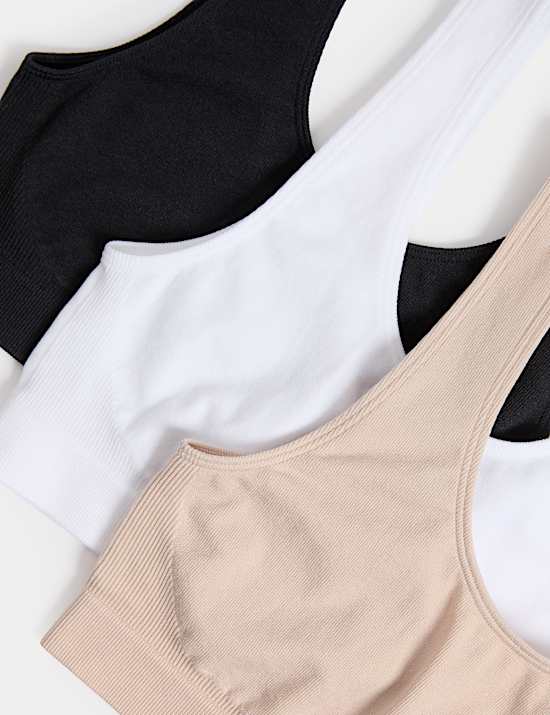Μπλούζες crop χωρίς ραφές, χωρίς μπανέλα, σετ των 3