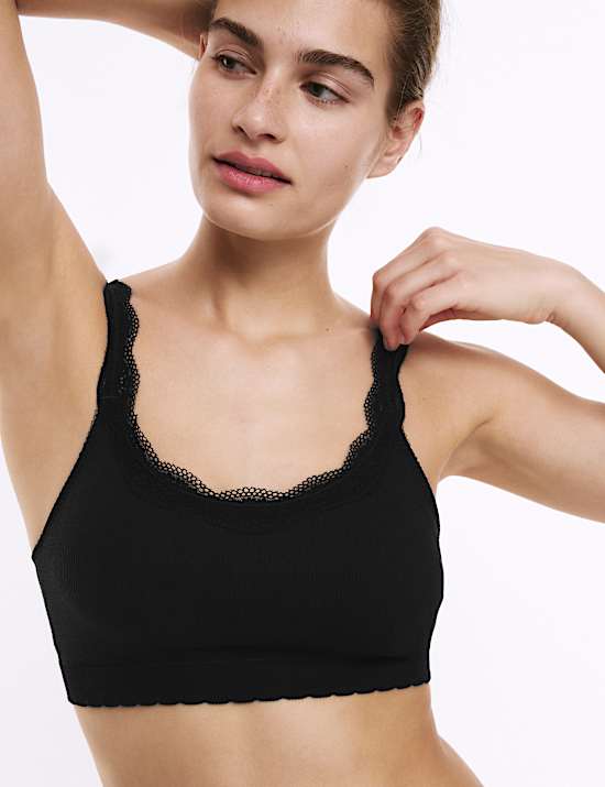Lace Trim Seamless Non Wired Crop Top