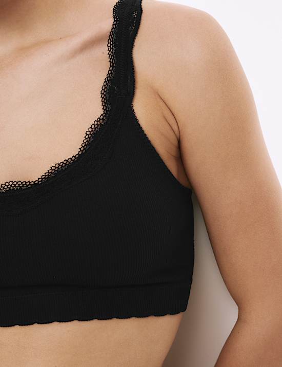 Lace Trim Seamless Non Wired Crop Top