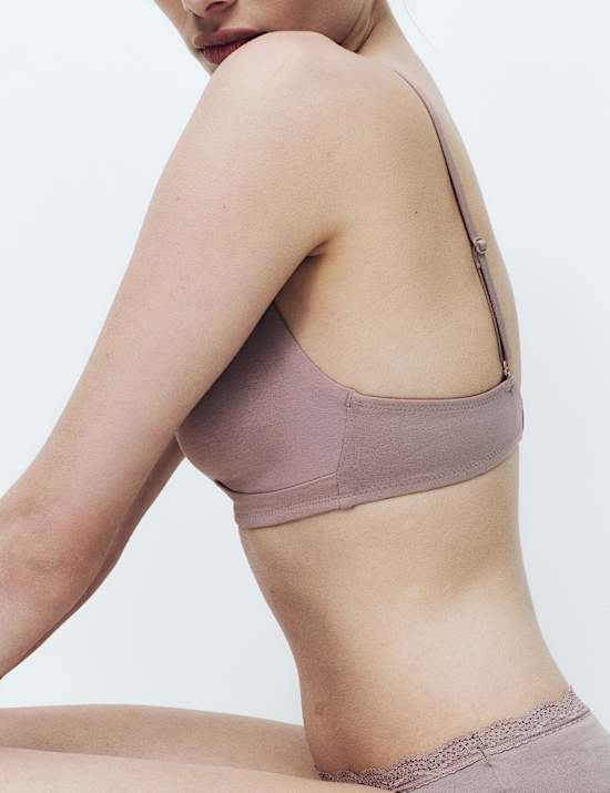 3 Pack Cotton Rich Non Wired Plunge Bras (A-E)