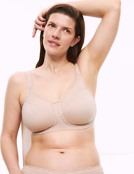 Cotton Blend & Lace Non Wired Total Support Bra B-H