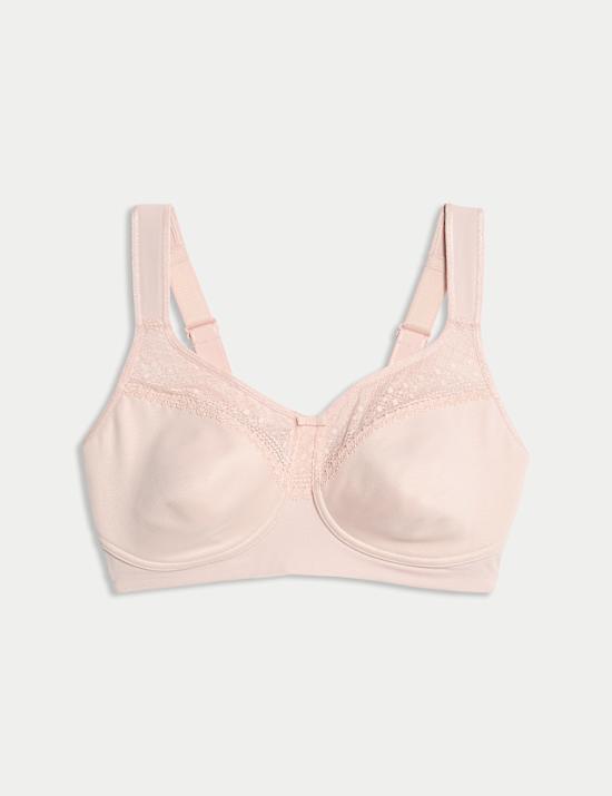 Cotton Blend & Lace Non Wired Total Support Bra B-H