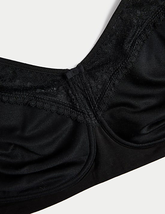 Cotton Blend & Lace Non Wired Total Support Bra B-H