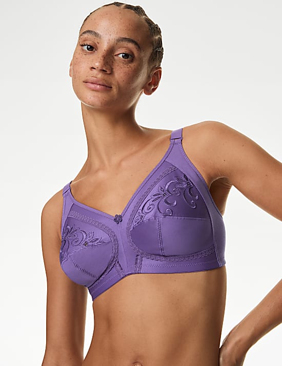 Embroidered Non Wired Total Support Bra