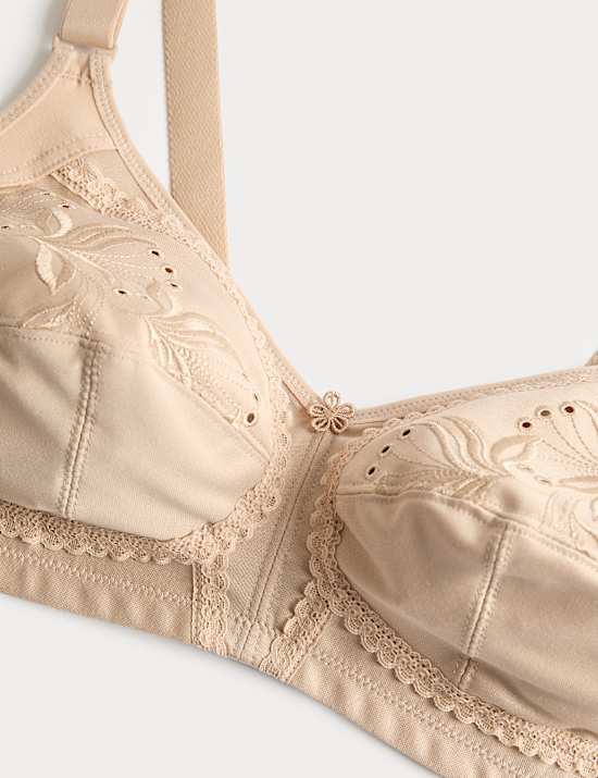 Geborduurde, volledig ondersteunende bh met hele cup (cupmaten A-K)