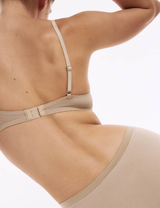 Lace Trim Wired Plunge Bra A-E