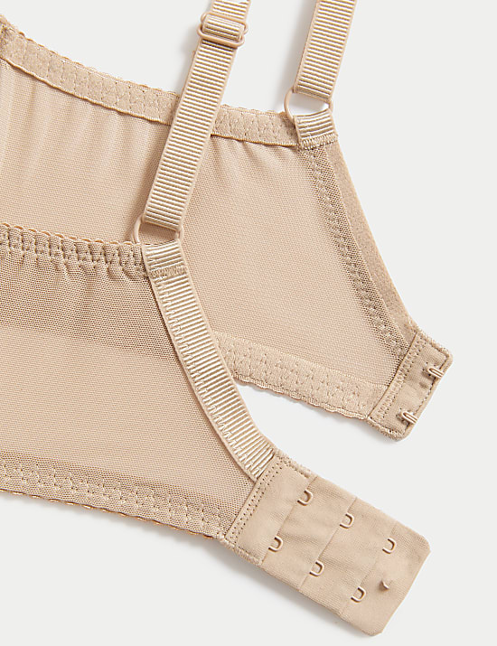 Lace Trim Wired Plunge Bra A-E