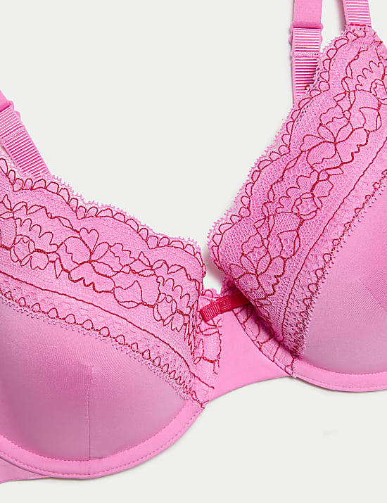 Lace Trim Padded Full Cup Wired Bra A-E