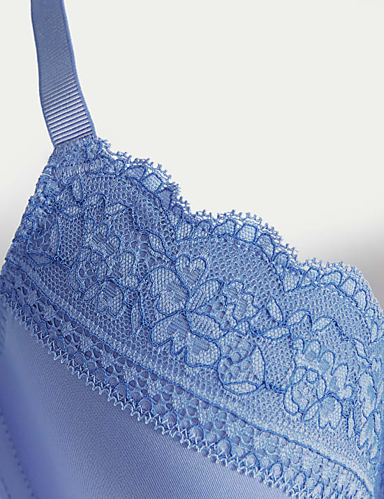 Lace Trim Padded Full Cup Wired Bra A-E