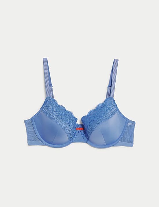 Lace Trim Padded Full Cup Wired Bra A-E