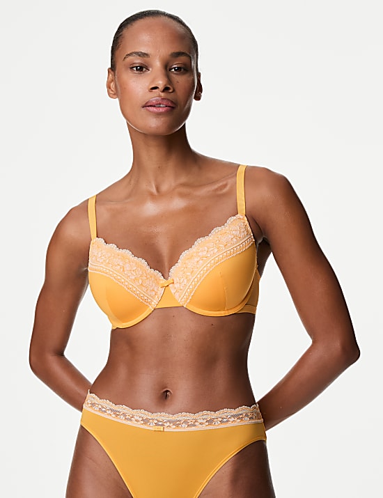 Lace Trim Padded Full Cup Wired Bra A-E